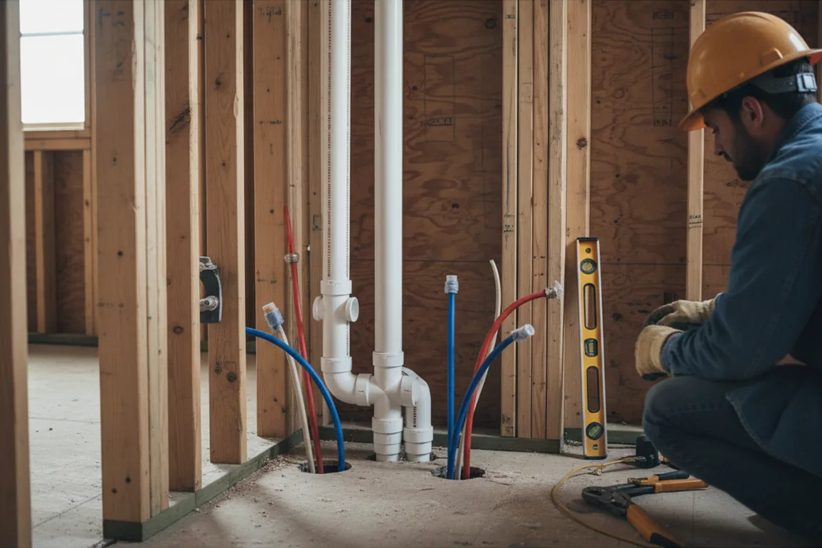 Drain and supply rough-in during Drain Cleaning in Artemas